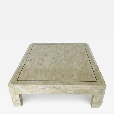 Maitland Smith Vintage Maitland Smith Tessellated Stone Coffee Table with Brass Trim