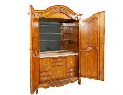 Maitland Smith Walnut Armoire Bar Cabinet by Maitland Smith