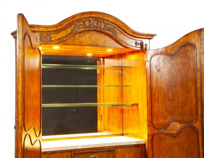 Maitland Smith Walnut Armoire Bar Cabinet by Maitland Smith