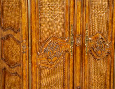 Maitland Smith Walnut Armoire Bar Cabinet by Maitland Smith