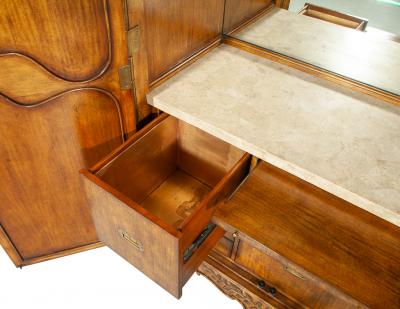 Maitland Smith Walnut Armoire Bar Cabinet by Maitland Smith