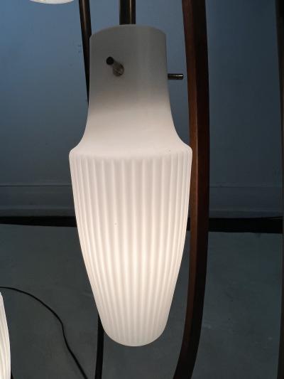 Majestic Lamp company EXCEPTIONAL MID CENTURY WOOD BRASS AND GLASS CAGE LAMP