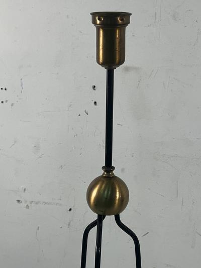 Majestic Lamp company MID CENTURY BRASS AND BLACK ENAMEL METAL FLOOR LAMPS IN THE STYLE OF JEAN ROYERE