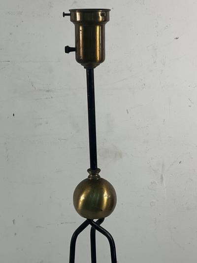 Majestic Lamp company MID CENTURY BRASS AND BLACK ENAMEL METAL FLOOR LAMPS IN THE STYLE OF JEAN ROYERE