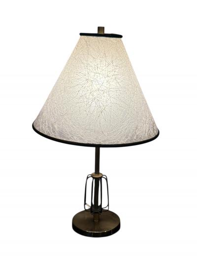 Majestic Lamp company MID CENTURY PAIR OF BRASS BLACK ENAMEL CAGE ACCENT LAMPS