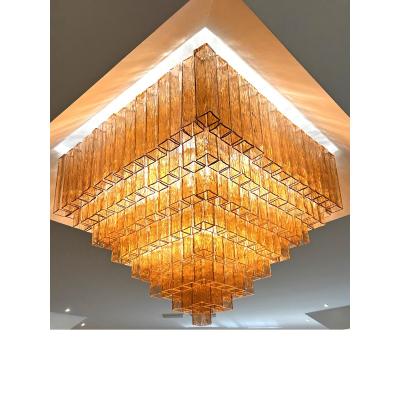 Majestic Luxury Venetian Amber Ros Murano Glass Squared Elements 