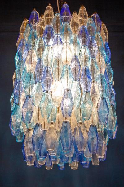 Majestic Murano Glass Sapphire Colored Poliedri Chandelier