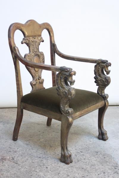 Majestic Odd Fellows Carved and Painted Armchair