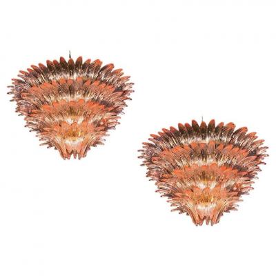 Majestic Pink Murano Palmette Chandelier