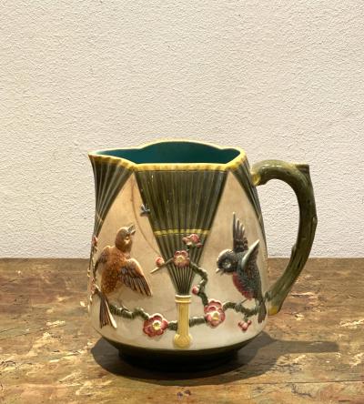 Majolica Pitcher with Birds England Circa 19th Century