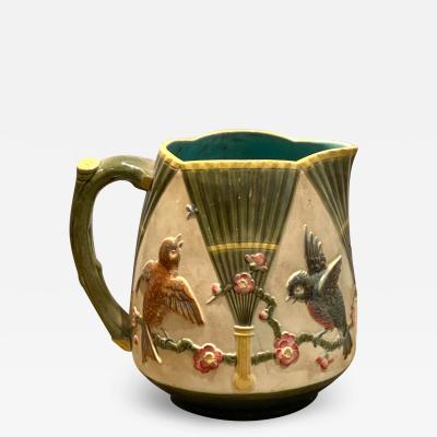 Majolica Pitcher with Birds England Circa 19th Century