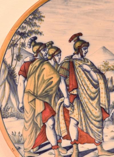 Majolica Plate of Paul and the Soldiers Italy circa 1960