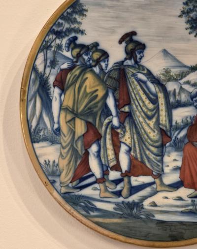 Majolica Plate of Paul and the Soldiers Italy circa 1960
