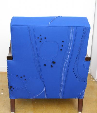 Maki Yamamoto Danish Club Chair with Electric Blue Couture Textile
