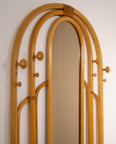 Malacca Rattan Mirror Coat Hanger 1960s