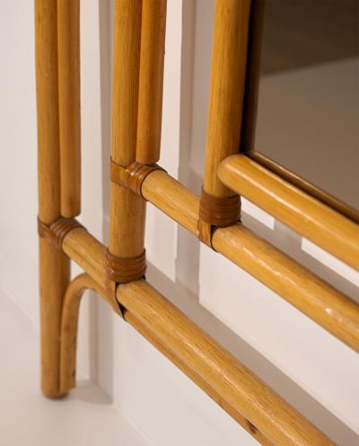 Malacca Rattan Mirror Coat Hanger 1960s