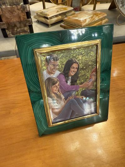 Malachite Picture Frame by Gorra Gilt Metal 1950s 1960s