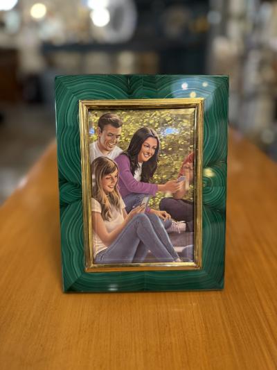Malachite Picture Frame by Gorra Gilt Metal 1950s 1960s