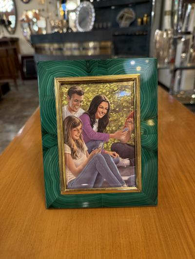 Malachite Picture Frame by Gorra Gilt Metal 1950s 1960s