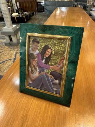 Malachite Picture Frame by Gorra Gilt Metal 1950s 1960s