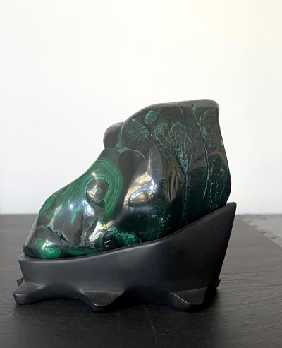 Malachite Rock Specimen on Display Stand as a Viewing Stone