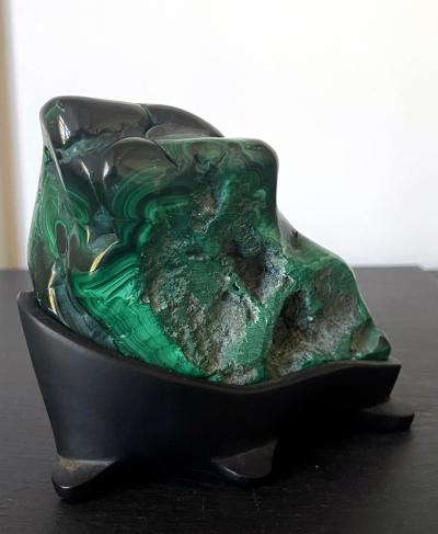 Malachite Rock Specimen on Display Stand as a Viewing Stone