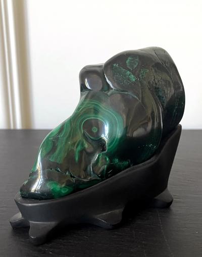 Malachite Rock Specimen on Display Stand as a Viewing Stone