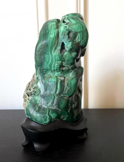 Malachite Rock on Display Stand Chinese Scholar Stone