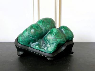 Malachite Rock on Display Stand as a Chinese Scholar Stone