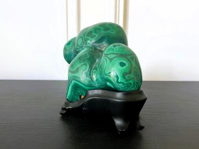 Malachite Rock on Display Stand as a Chinese Scholar Stone