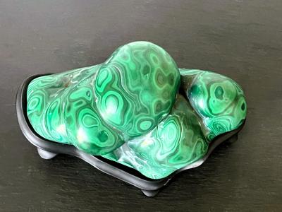 Malachite Rock on Display Stand as a Chinese Scholar Stone