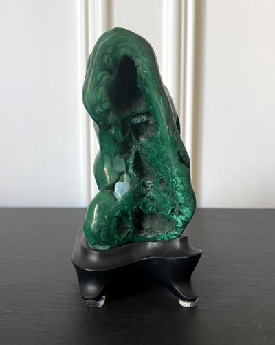 Malachite Rock on Display Stand as a Viewing Stone