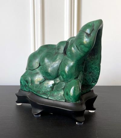 Malachite Rock on Display Stand as a Viewing Stone