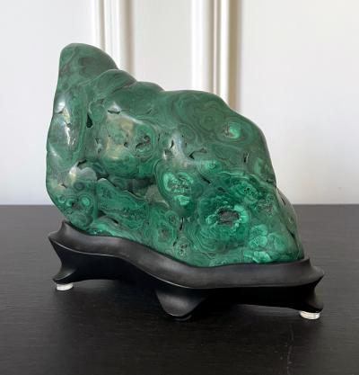 Malachite Rock on Display Stand as a Viewing Stone