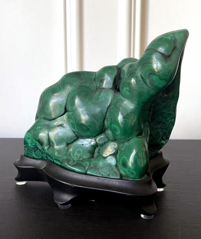 Malachite Rock on Display Stand as a Viewing Stone