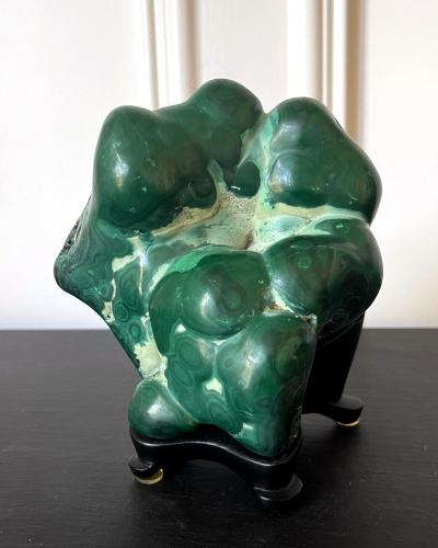 Malachite Rock on Display Stand as a Viewing Stone