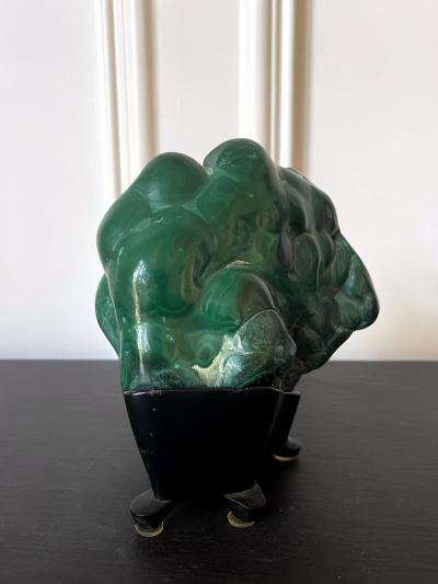 Malachite Rock on Display Stand as a Viewing Stone