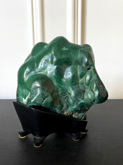 Malachite Rock on Display Stand as a Viewing Stone
