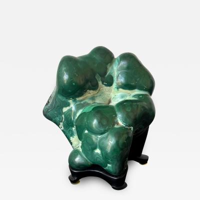 Malachite Rock on Display Stand as a Viewing Stone