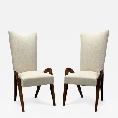 Malatesta Masson Beige Fabric Wood Occasional Chairs Italy 1950s