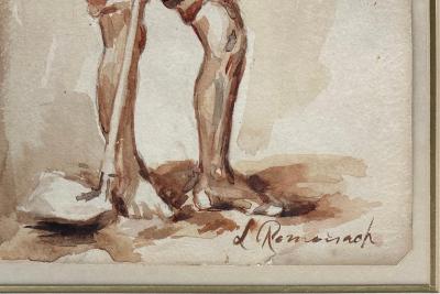 Male Study Water Color Gouache Painting by Leopoldo Roma ach