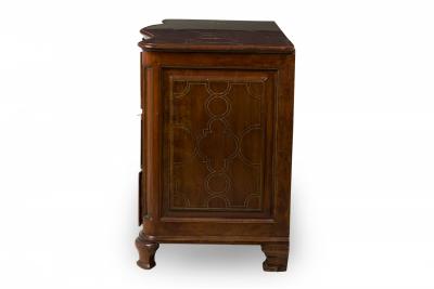 Maltese Continental Rosewood and Brass Inlaid Serpentine Commode