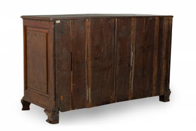 Maltese Continental Rosewood and Brass Inlaid Serpentine Commode