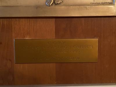 Malvina Cornell Mrs Samuel Grimson Hoffman Coty Award Plaque