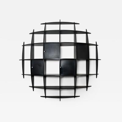 Manfredo Massironi Late 20th Century Tyko Black Lacquered Wood Bookshelf by Manfredo Massironi
