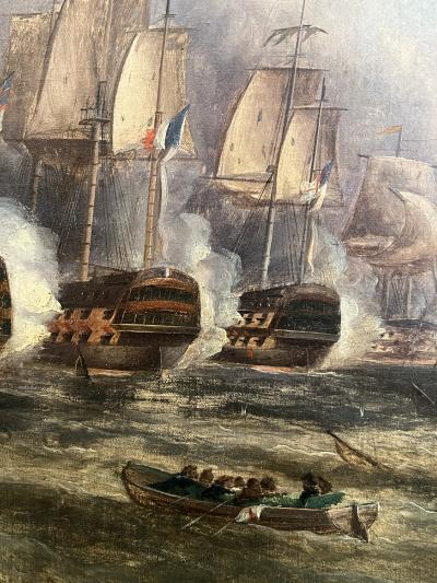 Manner of Sir George Chambers The Battle of Trafalgar oil on canvas 