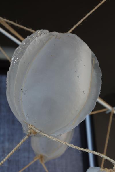 Manolito Manolito Manolito Manolito Ouef de Selenite Custom Blown Glass and Rope Chandelier