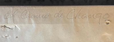 Manuel Mendive Vintage Mixed Media Abstract Painting by Manuel Mendive Signed Dated 92