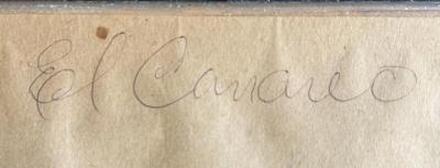 Manuel Mendive Vintage Mixed Media Abstract Painting by Manuel Mendive Signed Dated 92