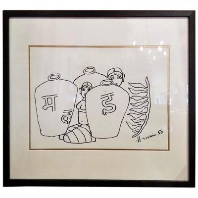 Maqbool Fida Husain Maqbool Fida Husain Pen Ink on Paper Untitled 1950